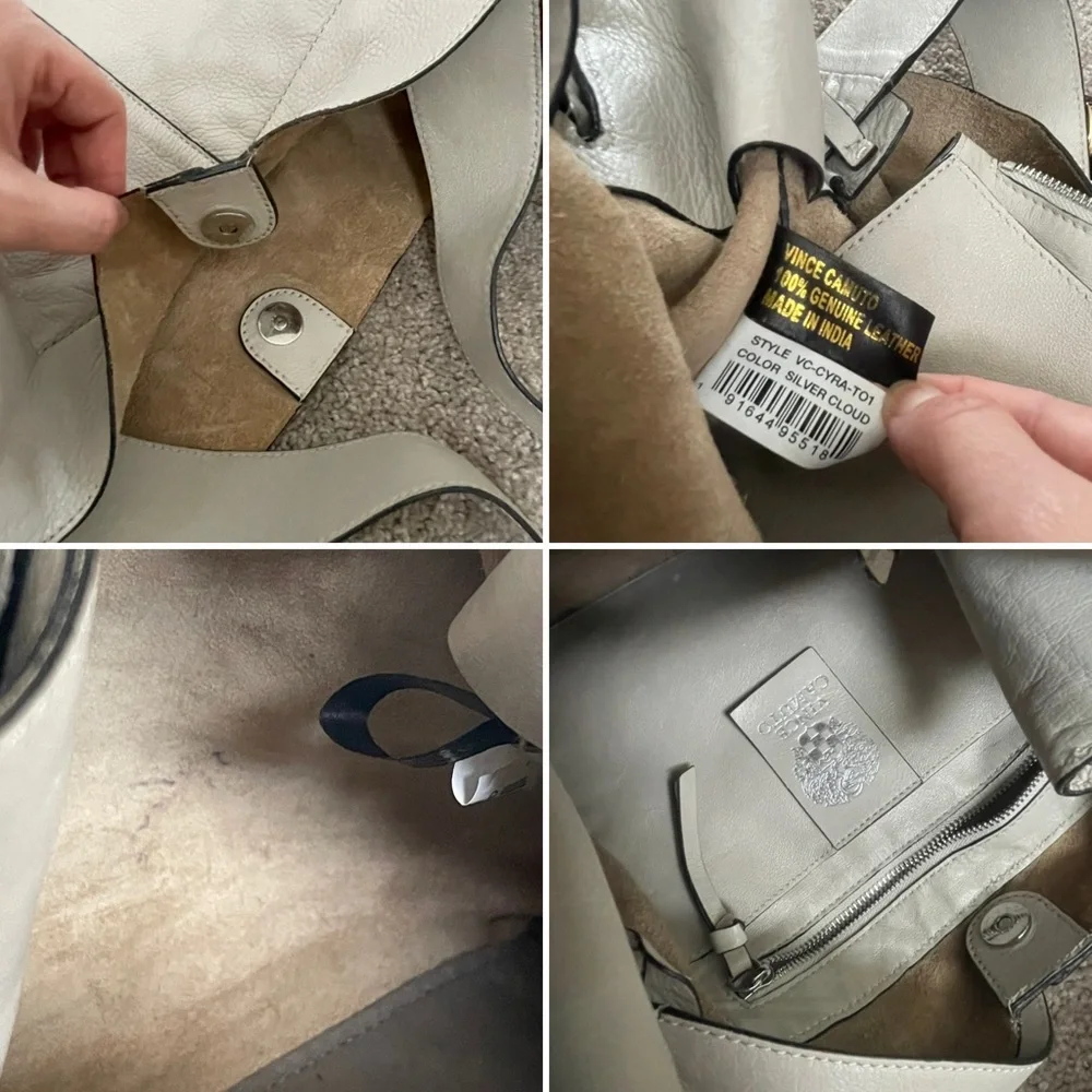 Vince Camuto⚡️XL Slouchy “Silver Cloud” Cyra Taupe Tote Bag - Picture 14 of 16